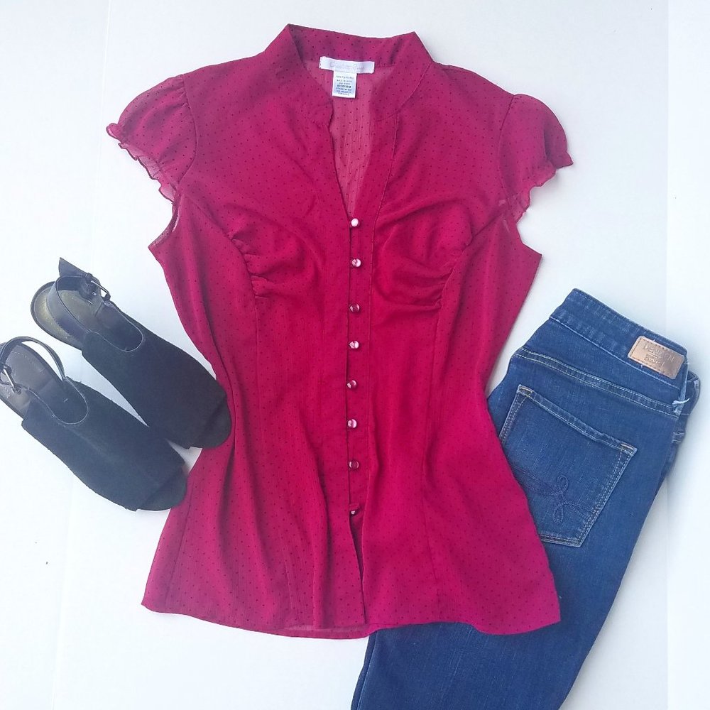 Ruffle Sleeve Button Down Charlotte Russe Top